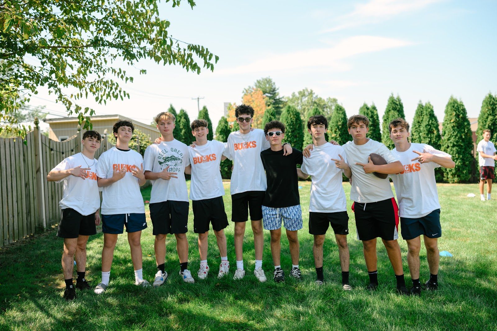 CTeen Bucks teens lined up on the lawn in matching event shirts at the season kickoff
