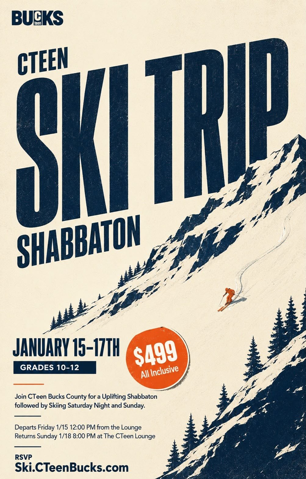 CTeen Bucks Ski Trip Shabbaton graphic